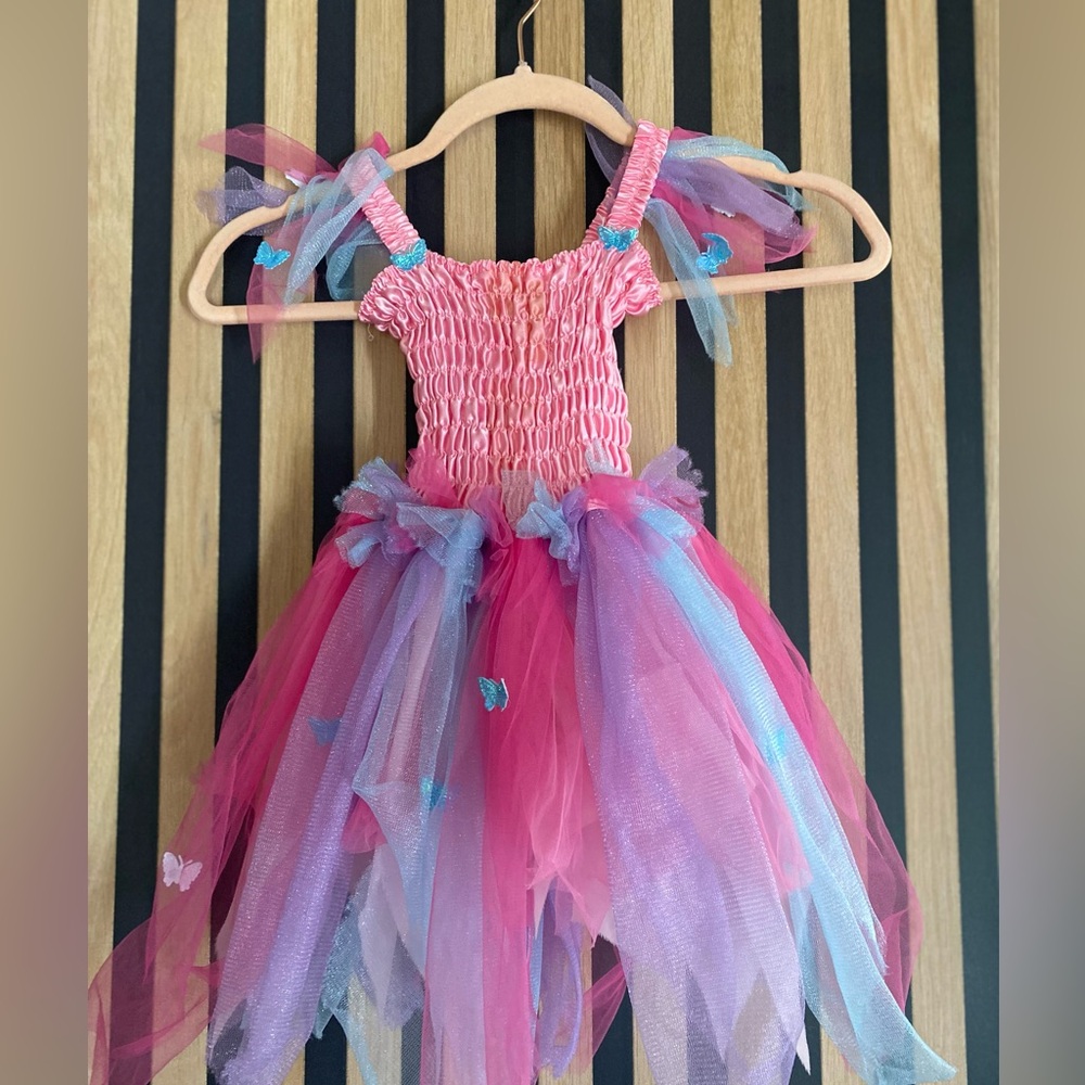 Girls Pink Butterfly Tutu Costume Dress